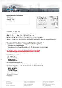 JTL-Wawi Druckvorlage  (Design 01) Berichtigungsdokument für Rechnung